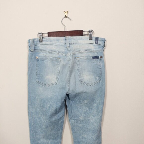 7 For All Mankind Bleach Wash Skinny Jean SZ 29 Punk Trendy 32 L Tall Faded - Picture 4 of 13